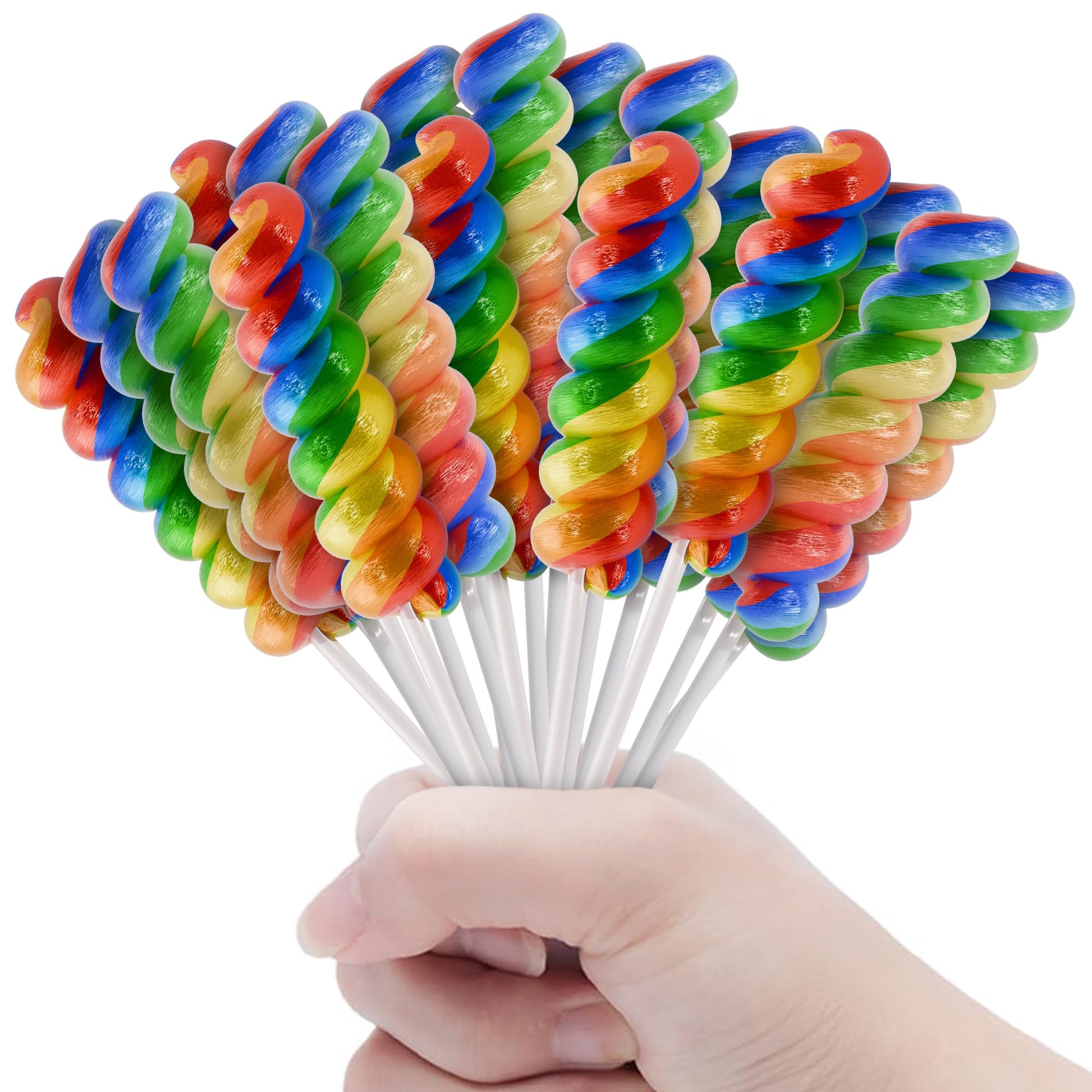 Primary Colors Candy Swirl Lollipops 30pk - Rainbow MultiFruit Flavors, Individually Wrapped, 15g Each, Perfect for Party Favors