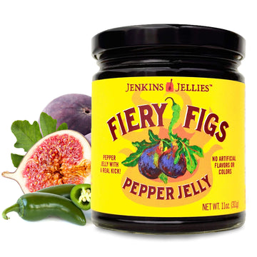 Jenkins Jellies Fiery Figs Hot Pepper Jelly - Sweet & Spicy Jalapeo Jelly - Gluten Free, Vegan Pepper Jam - Use as a Glaze, Dipp