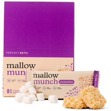 Perfect Keto Mallow Munch, Gluten Free, Cereal Bars, Breakfast Bar, Rice-Free, Low Sugar, Low Carb, Crispy, High Protein Snack, 