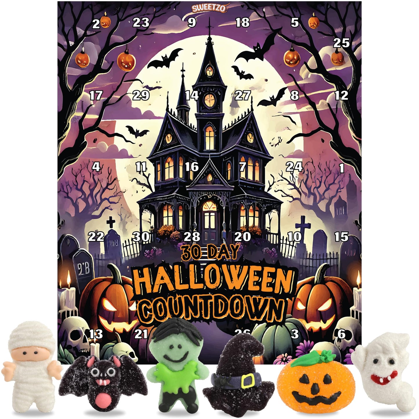 Halloween Candy Advent Calendar 2025, 30 Day Countdown, Individually Wrapped Gummies, 10.58 Ounces