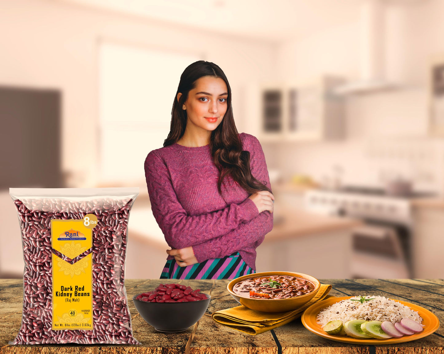 Rani Red Kidney Beans, Dark 128Oz (8Lbs) 3.63Kg Bulk ~ All Natural | Vegan | Gluten Friendly | Non-Gmo | Kosher | Raj Mah