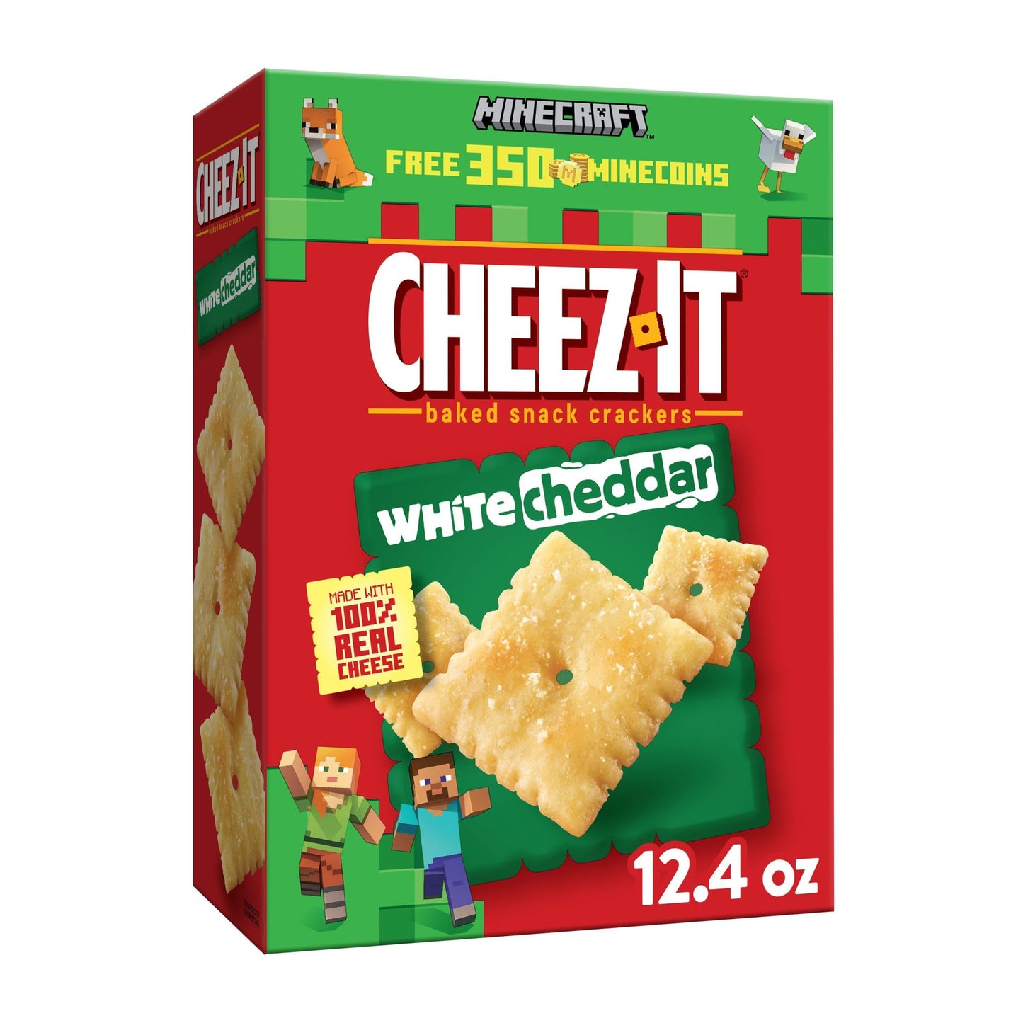 Cheez-It Cheese Crackers, Baked Snack Crackers, Lunch Snacks, White Cheddar, 12.4oz Box (1 Box)