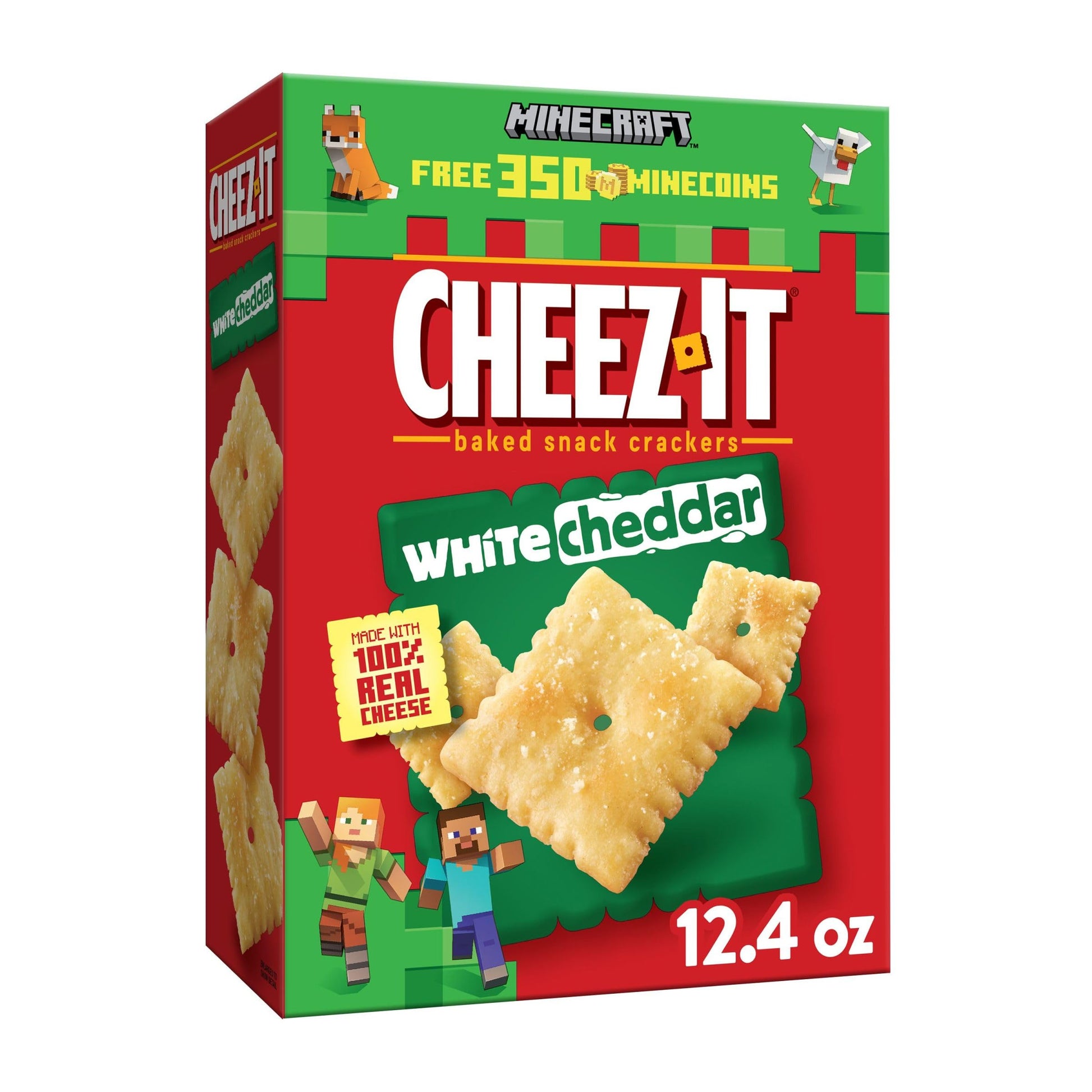 Cheez-It Cheese Crackers, Baked Snack Crackers, Lunch Snacks, White Cheddar, 12.4oz Box (1 Box)