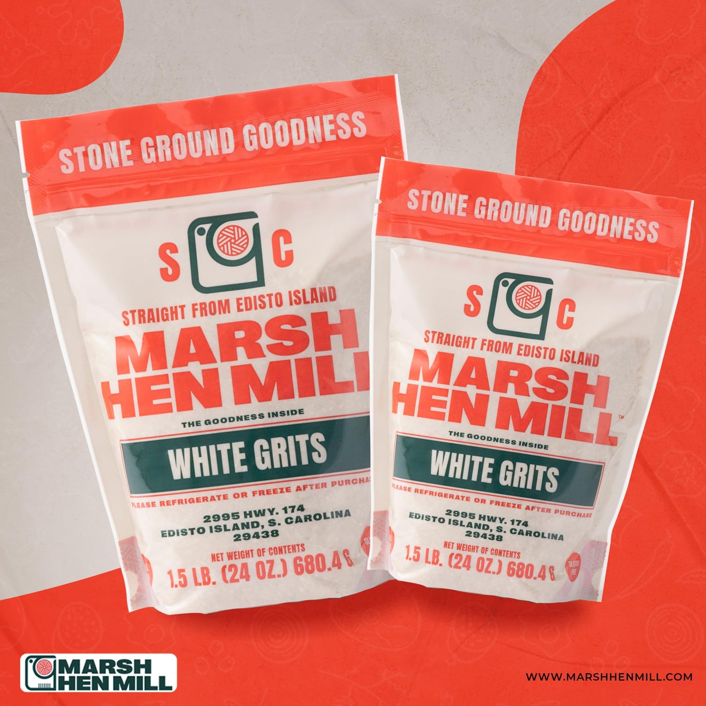 Marsh Hen Mill White Grits - Stone Ground, Gluten-Free, Instant, 24 oz (Pack of 1)