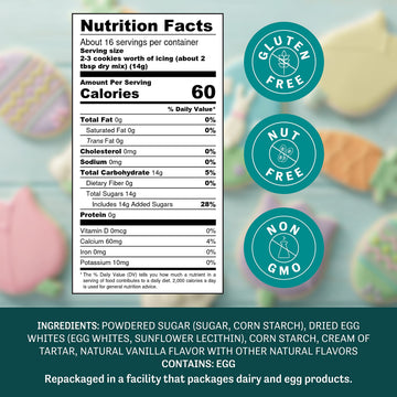Judees Royal Icing Mix - Non-GMO, Gluten-Free - 8 oz for Baking and Decorating Cookies