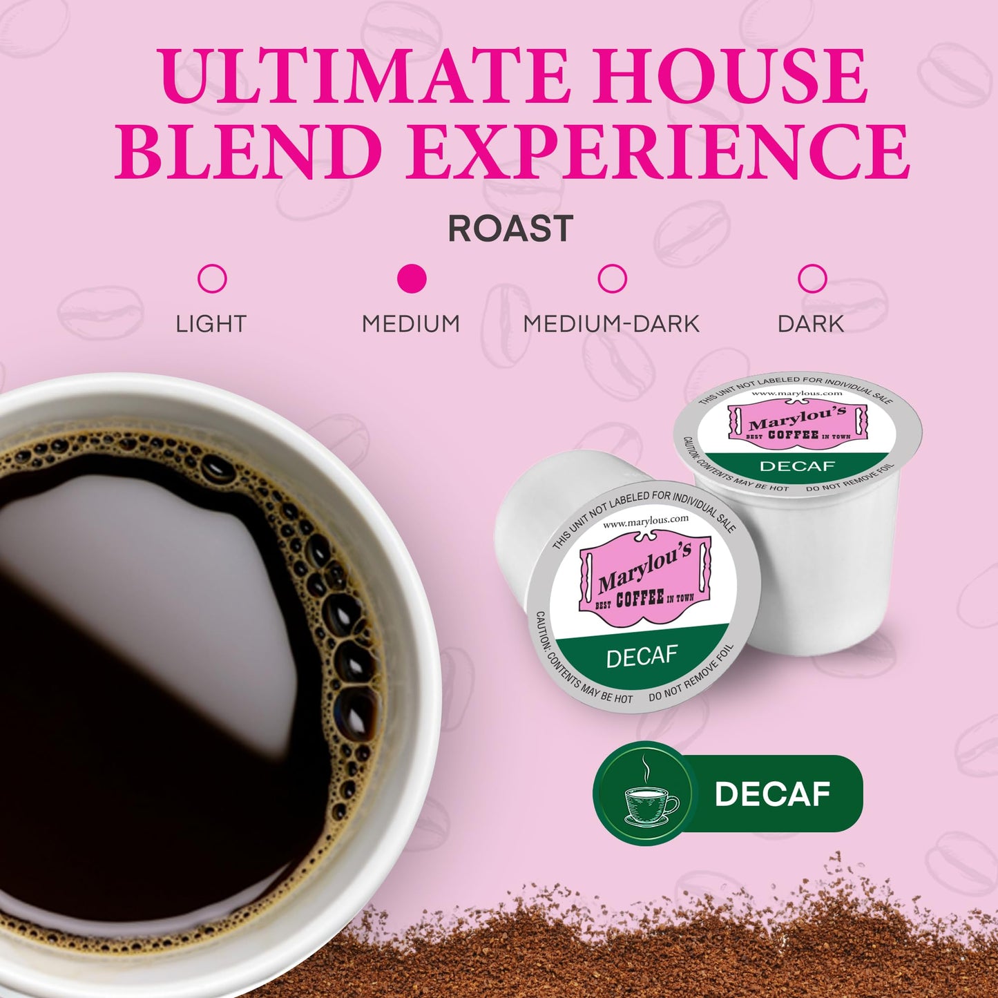 Marylous Coffee Decaf Blend Gourmet Coffee, Medium Roast, 12 Single Serve Cups, Compatible with Keurig, 1 Count