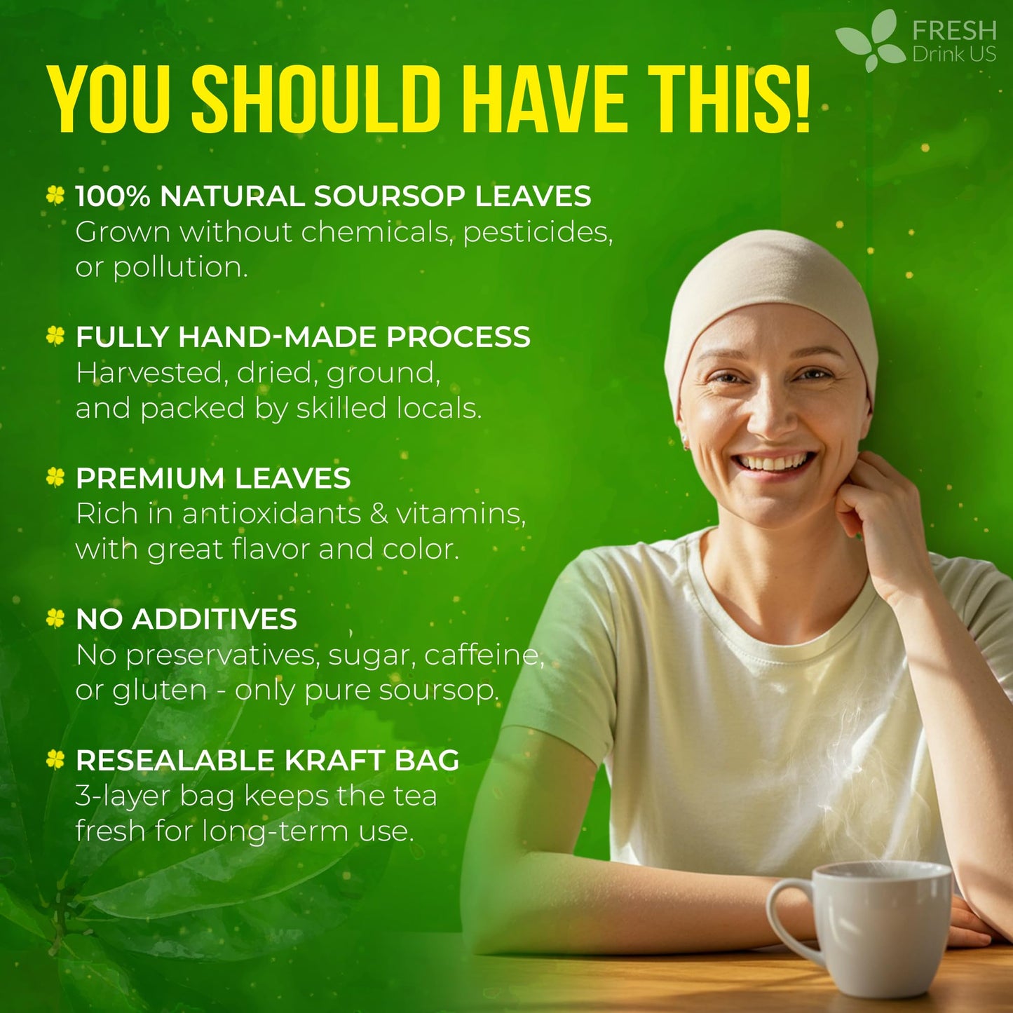 FreshDrinkUS  330-350 enhanced Soursop Dried Leaves Tea  115 Cups  Hojas De Guanabana Whole Leaves  Wildcrafted  Graviola  Soursop  Guanabana Tea  Loose Leaf Herbal Tea  Gluten/Sugar/Caffeine Free