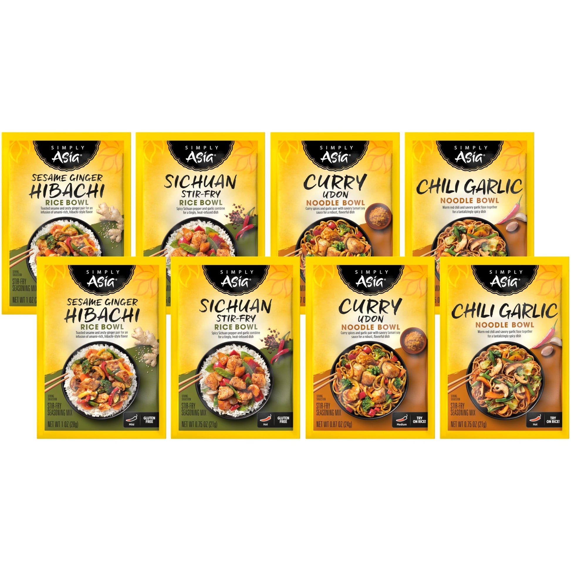 Simply Asia Rice and Noodle Bowl Seasoning Mix Variety Pack, 6.74 oz