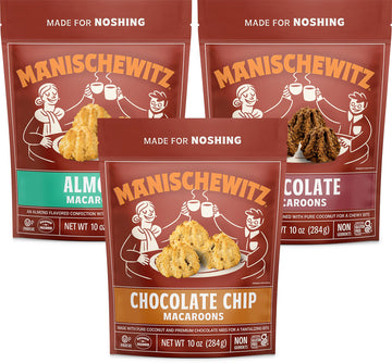 Manischewitz Gluten Free Macaroons 10oz (3 Pack Variety) Chocolate Chip, Almond, and Chocolate | Kosher for Passover, Lactose Fr