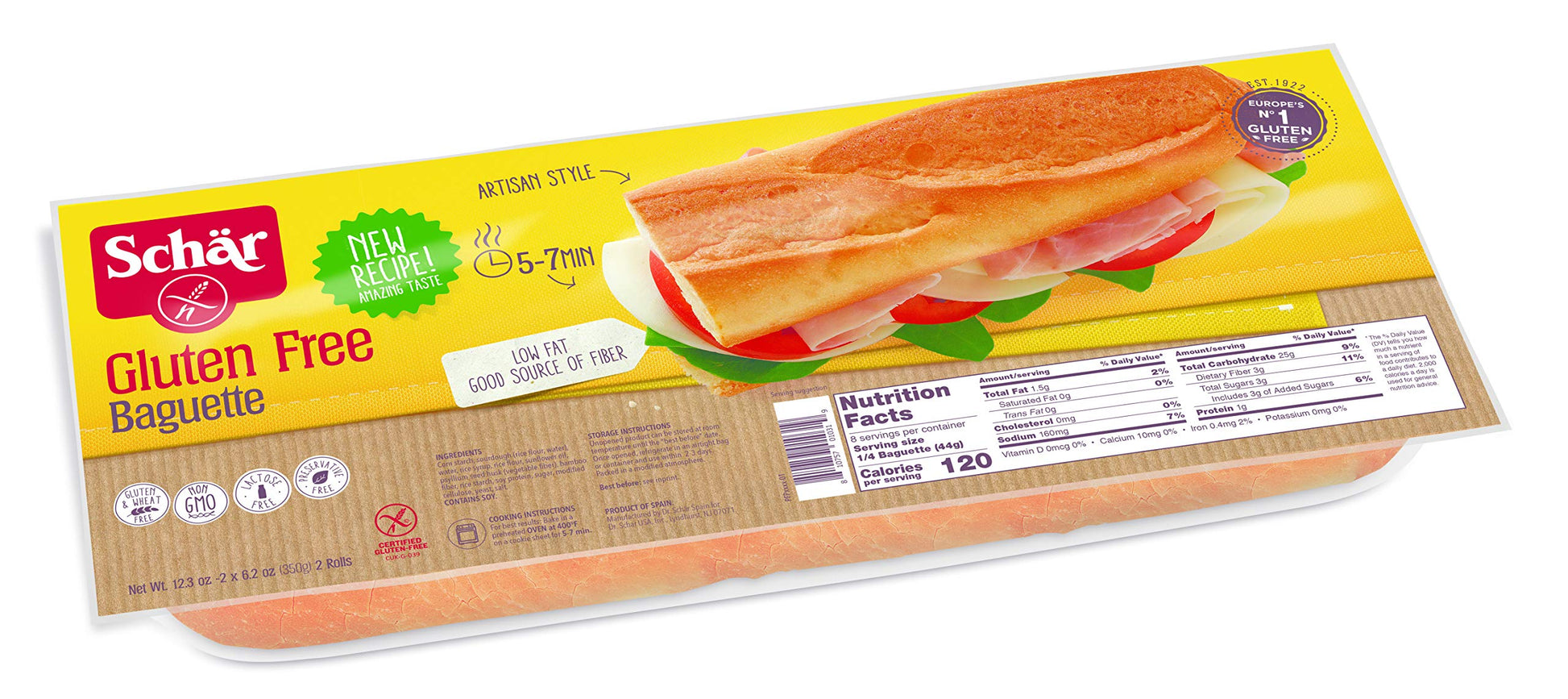 Schr Gluten Free Baguette, 2-Count, 6-Pack