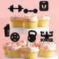 Ercadio 24 Pack Gym Workout Cupcake Toppers Glitter Biceps Dumbbells Kettlebells Abodominal Stay Strong Bodybuilding Cupcake Pic