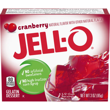 Jell-O Cranberry Gelatin Mix 3 Ounce Box (Pack of 6)