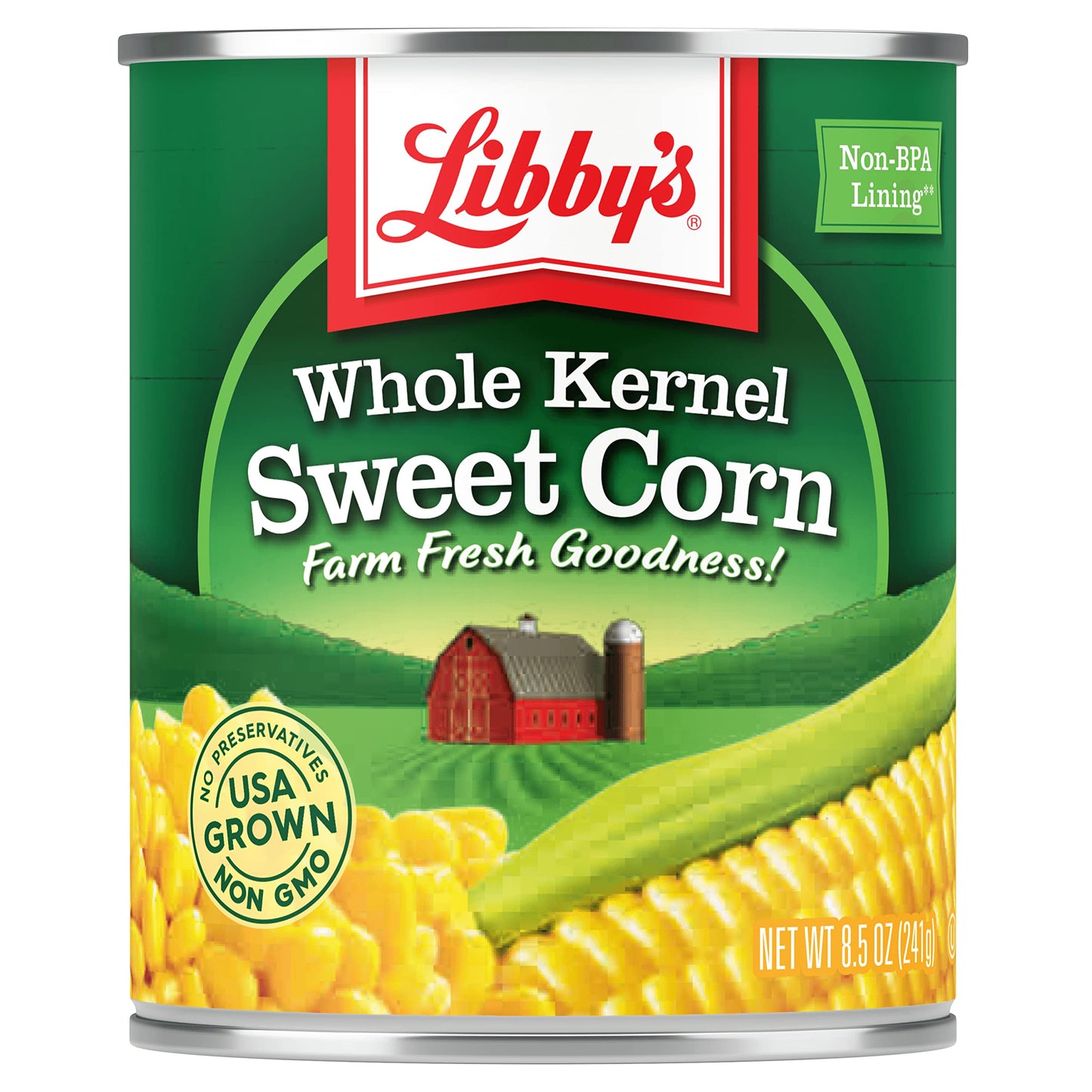 Libbys Whole Kernel Sweet Corn, Naturally Sweet Flavor, Golden Yellow, 8.5 Ounce Cans, Pack of 12