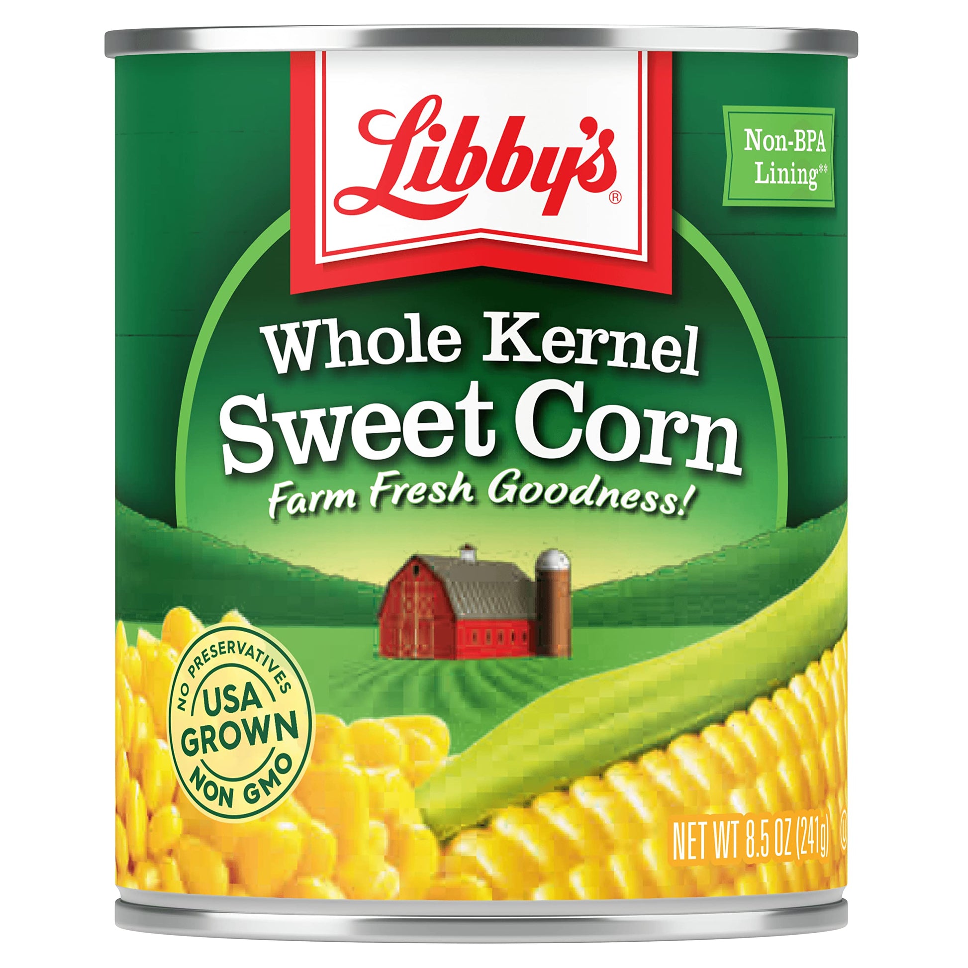 Libbys Whole Kernel Sweet Corn, Naturally Sweet Flavor, Golden Yellow, 8.5 Ounce Cans, Pack of 12