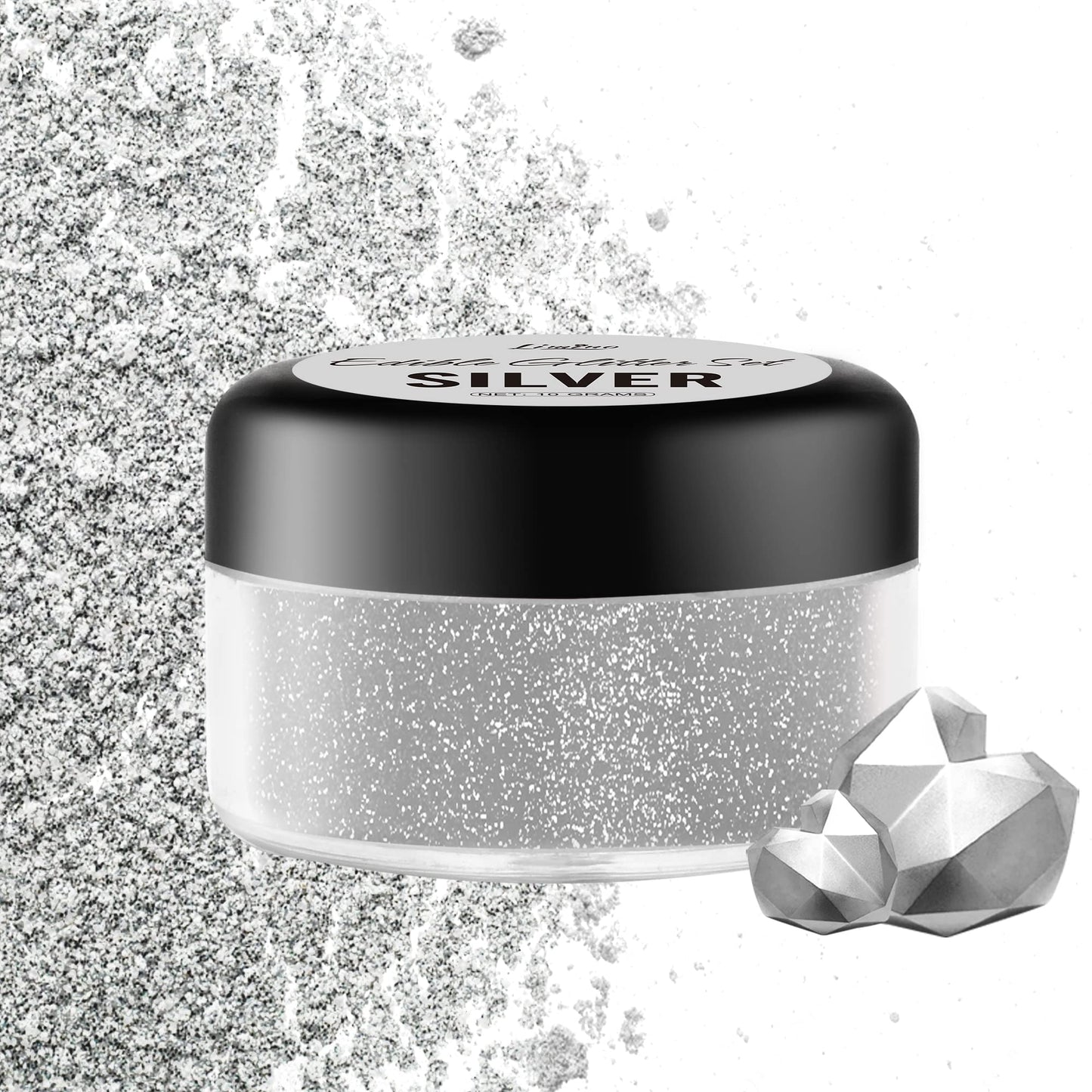 Limino Edible Glitter - 10g Metallic Luster Dust for Cake Decorating, Baking, and Drinks - Silver