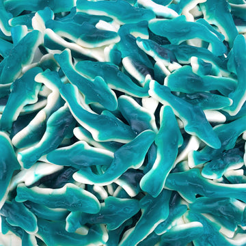 Blue Sharks Raspberry Marshmallow Gummy Candy (1 Pound Bag)