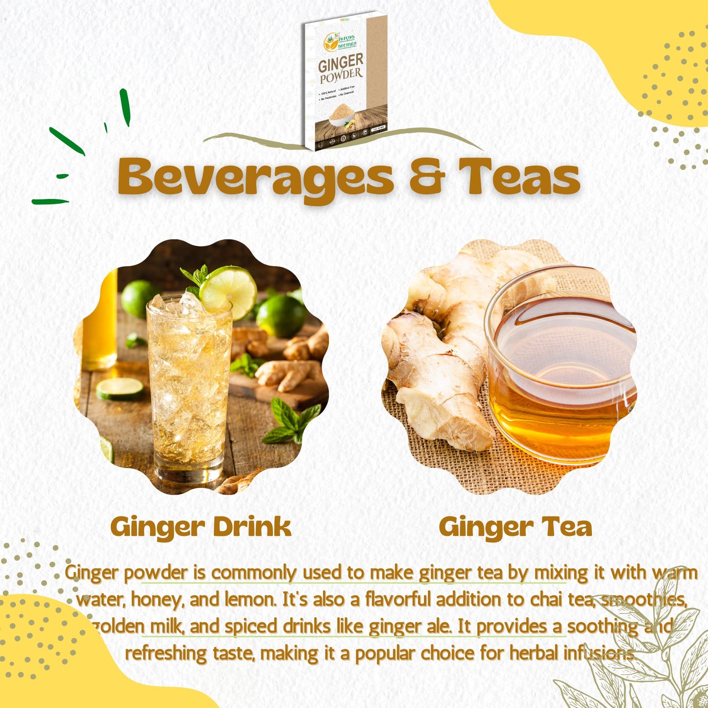 Herbs Botanica Ginger Powder Jenjibre En Polvo Premium Ground Ginger Root For Cooking, Baking, Smoothies & Spice Blends Finely M