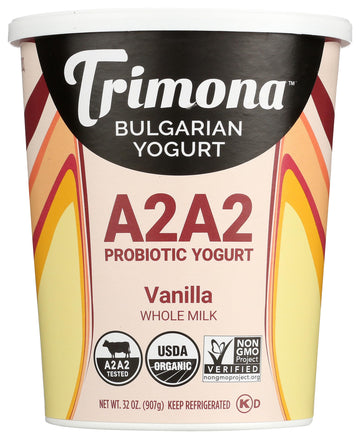 Trimona Foods Organic Vanilla Bulgarian A2A2 Yogurt, 32 Oz