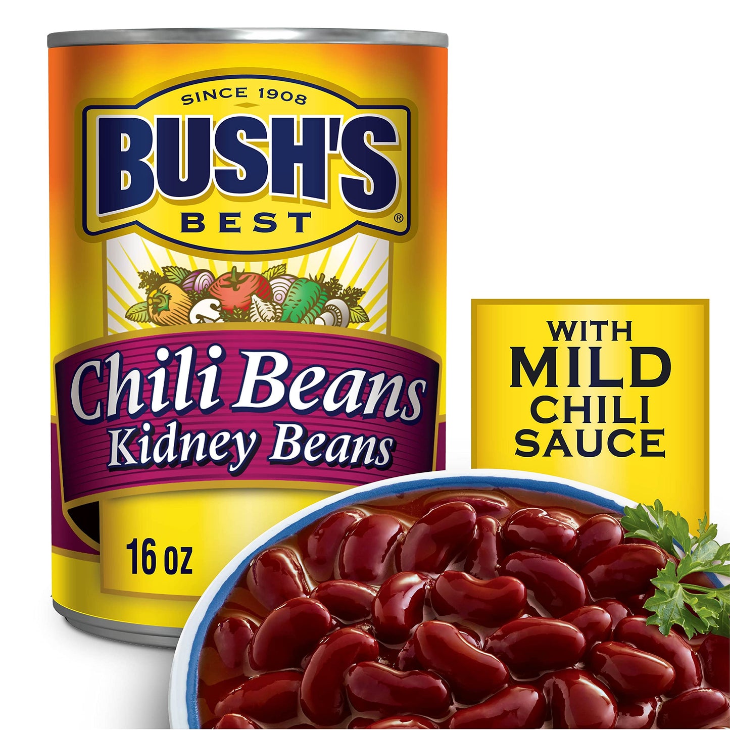 Bushs Best Chili Beans Kidney Beans in Mild Chili Sauce, 16 oz