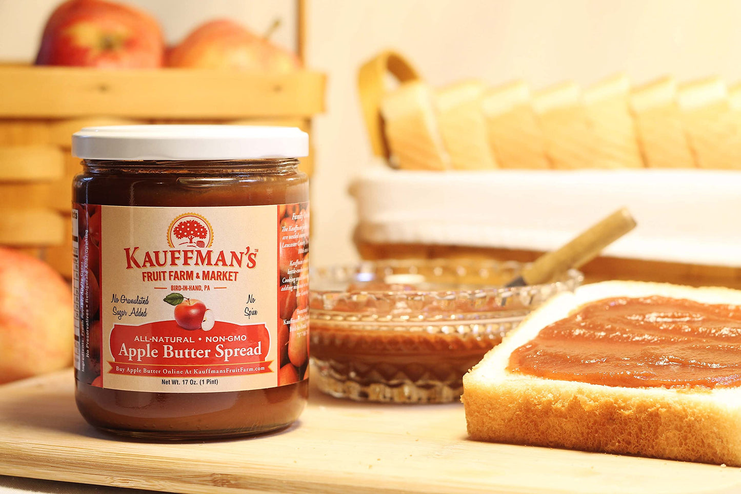 Kauffmans Fruit Farm Apple Butter Spread, Plain, 17 Oz. (Pack of 2)