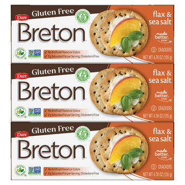 Breton Crackers, Gluten Free Flax & Sea Salt, Pack of 3