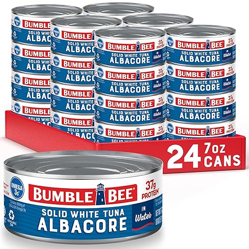 Bumble Bee Solid White Albacore Tuna In Water, 7 Oz Can (Pack Of 24) - Wild Caught Tuna - 37G Protein - Omega 3S - Non-Gmo Project Verified