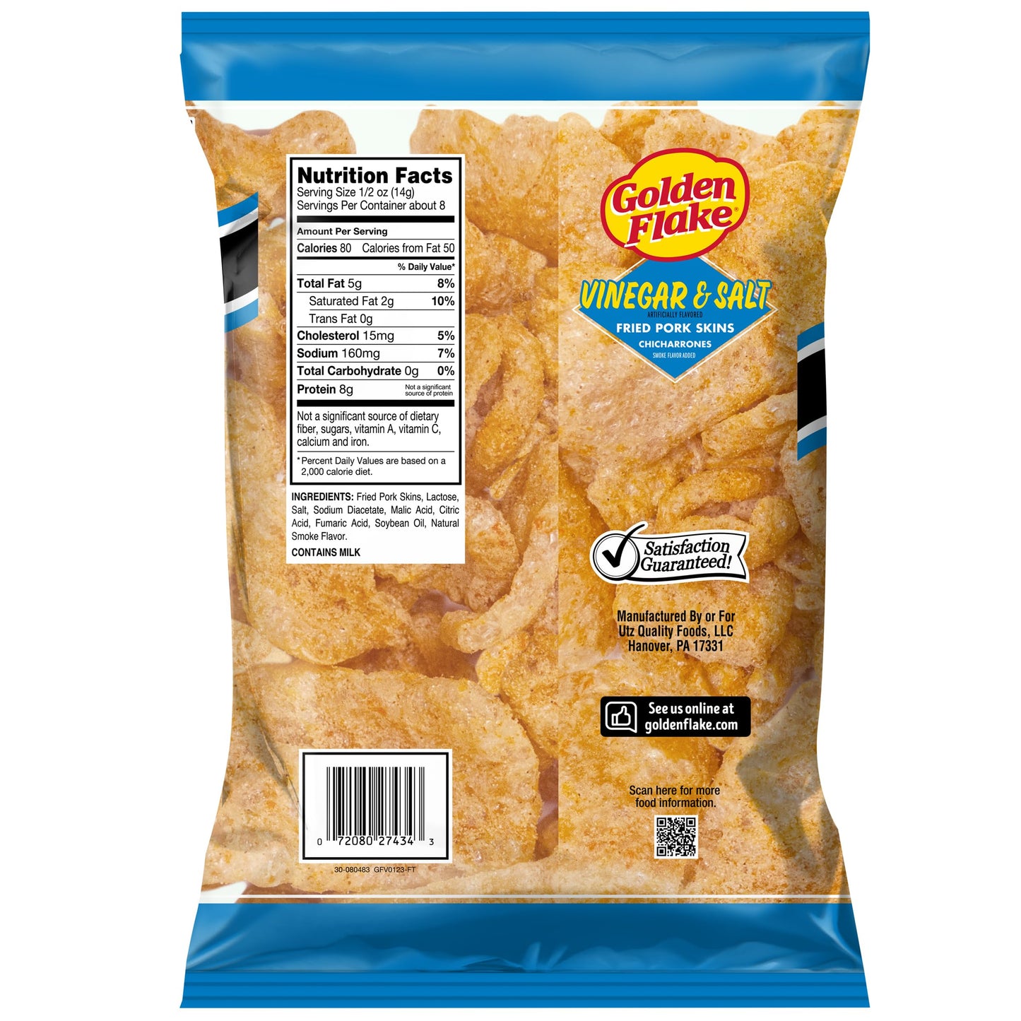 Golden Flake Salt & Vinegar Pork Rinds  4 oz Bags (Pack of 12) - Tangy & Savory Pork Skins - Gluten-Free  Low Carb  Keto Snack with Bold Southern Flavor