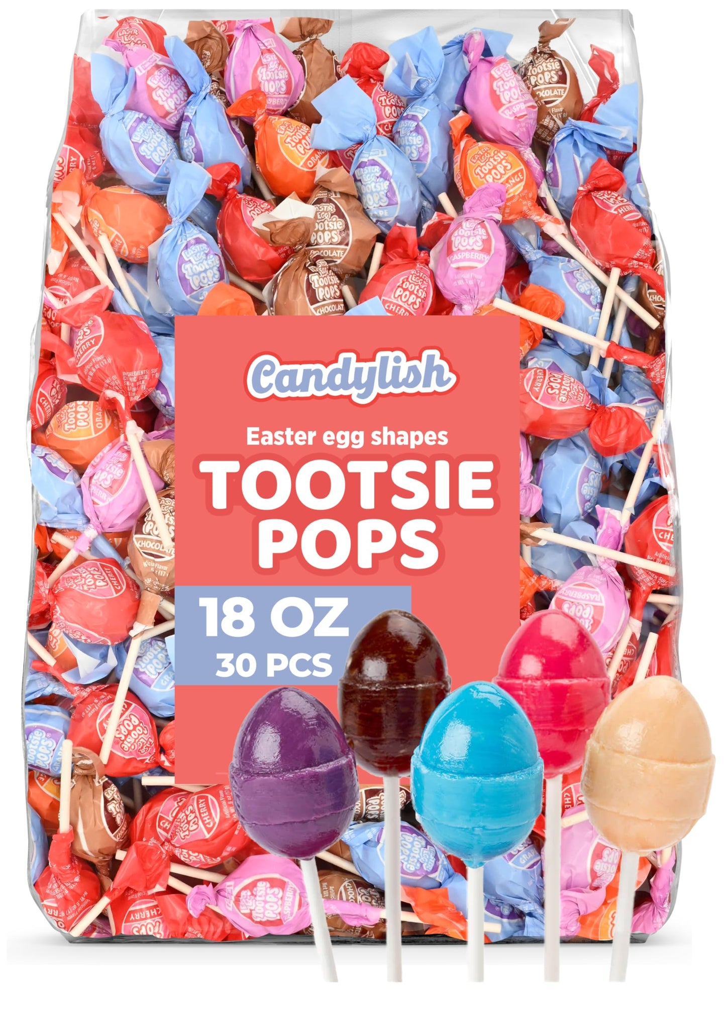 Tootsie Pops 18Oz - 30 Ct - Assorted Flavors, Bulk Halloween Candy Lollipops