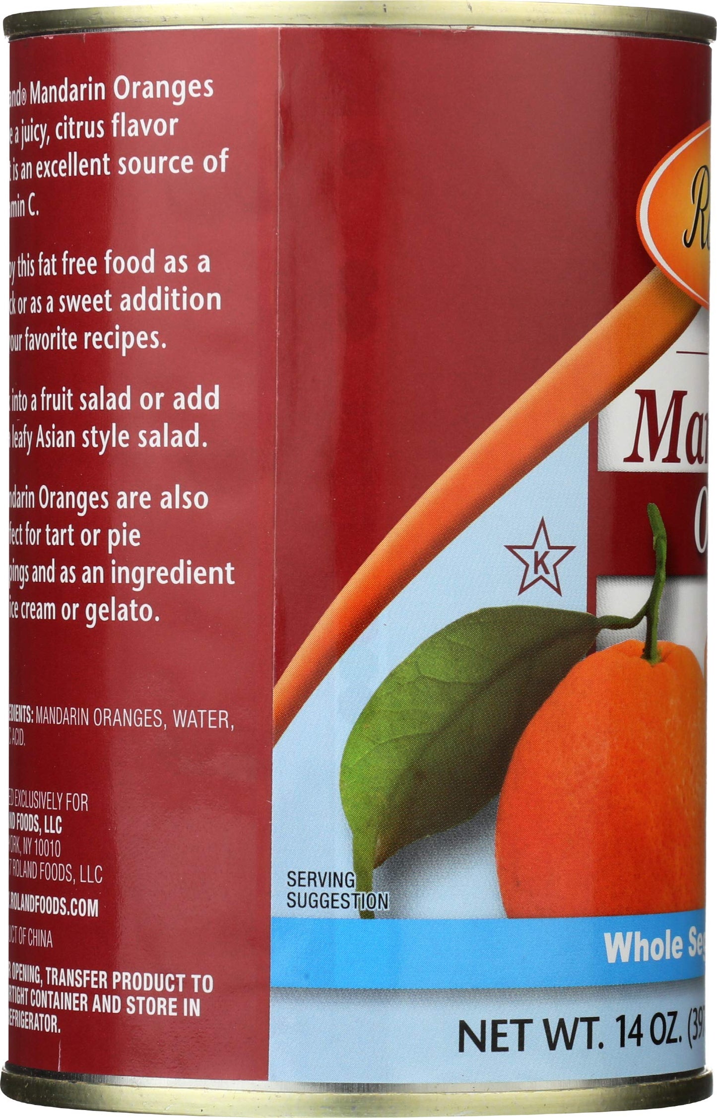 Roland Foods Fancy Whole Mandarin Orange Segments In Water, 14 Ounce Can, Pack Of 1