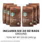Starbucks Ground Coffee, Breakfast Blend, 100% Arabica, 6 Bags (20 oz. each)
