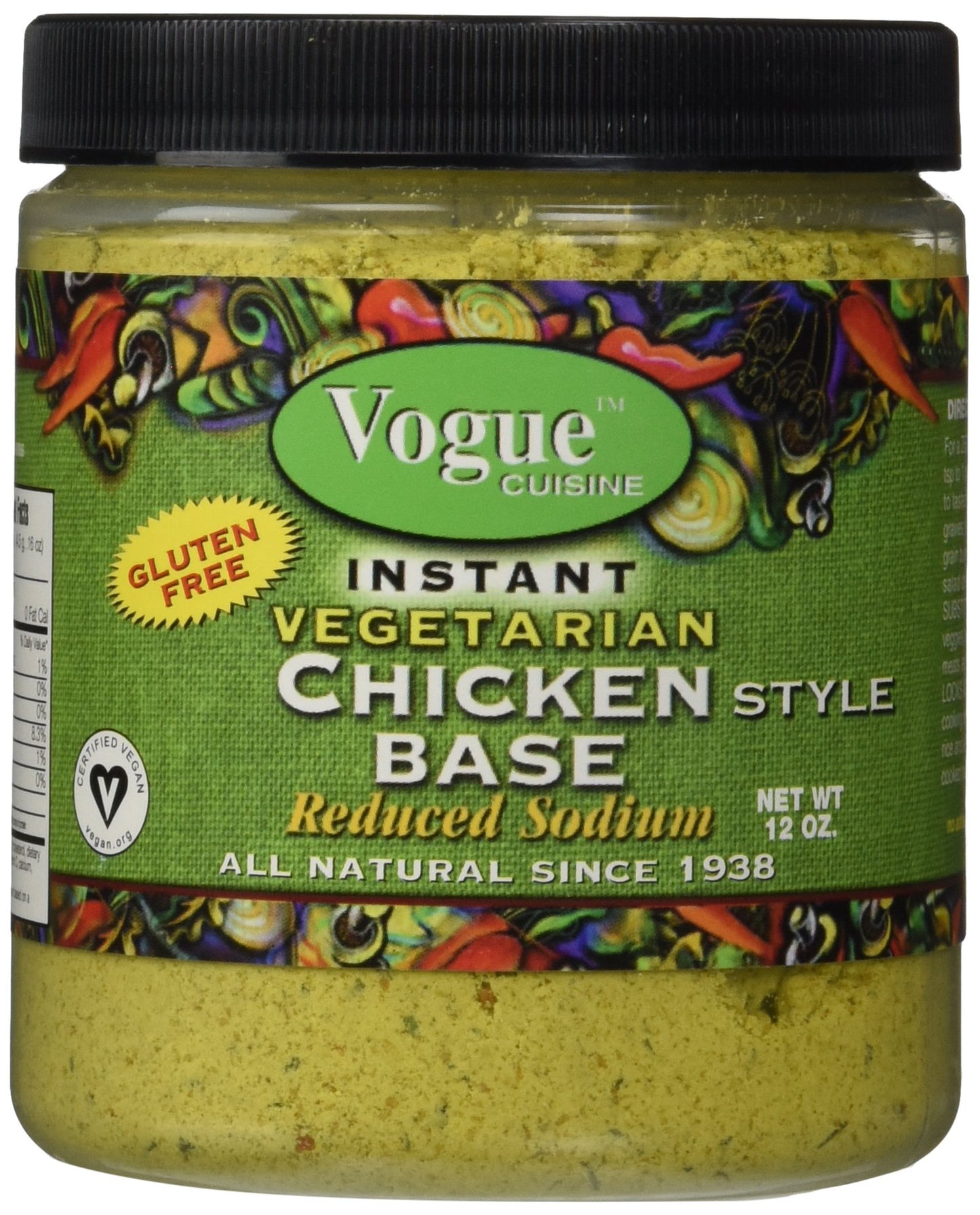 Vogue Cuisine Vegetarian Chicken Soup & Seasoning Base 12Oz - Low Sodium, Gluten Free, All Natural Ingredients
