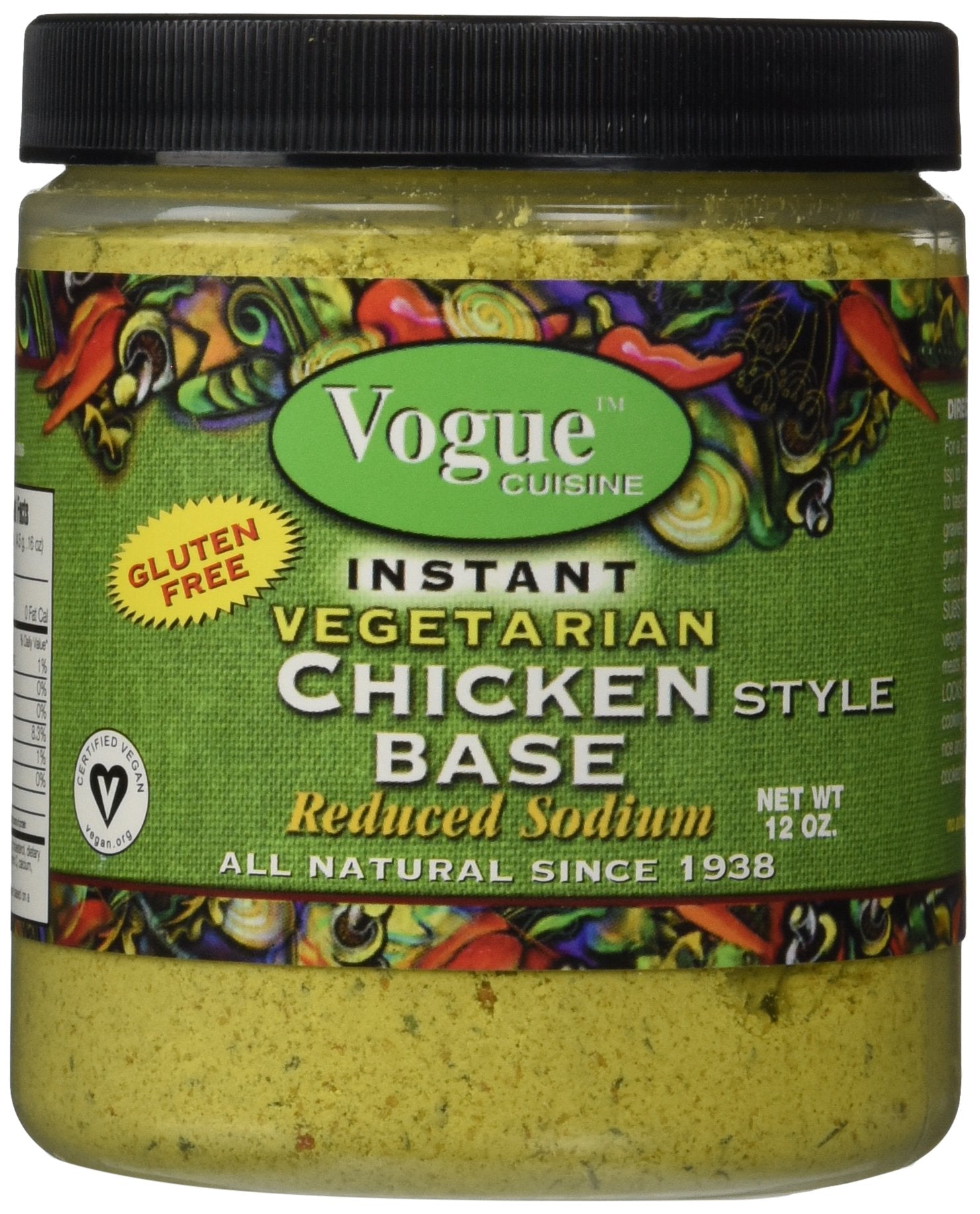 Vogue Cuisine Vegetarian Chicken Soup & Seasoning Base 12Oz - Low Sodium, Gluten Free, All Natural Ingredients