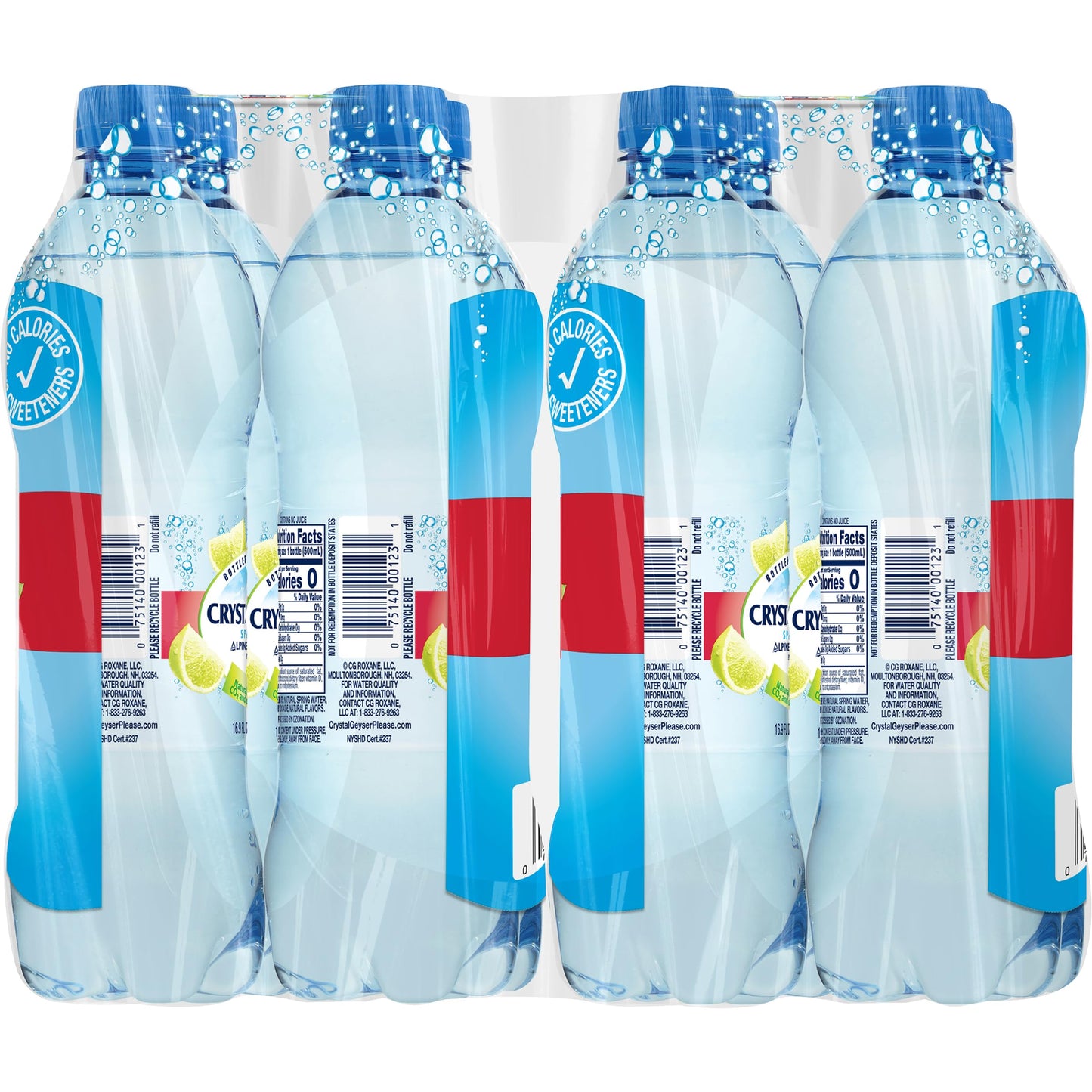Crystal Geyser Sparkling Lime Alpine Natural Spring Water, 24-Pack, 16.9oz Bottles, Zero Calories and No Sweeteners, Naturally F