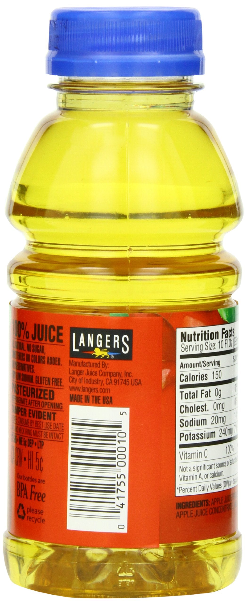 Langers 100% Juice, Apple, 10 Ounce (Pack Of 12)