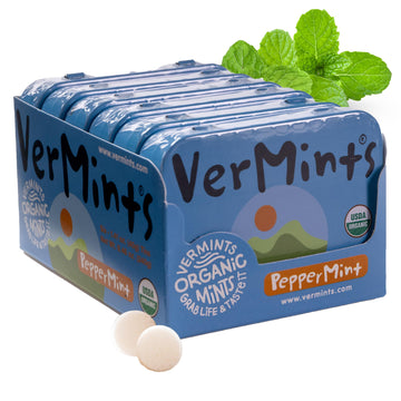 VerMints Organic Breath Mints PepperMint Candy Mints for Real Long-Lasting Flavor, Travel Size Tin - Non-GMO, Nut Free, Gluten F
