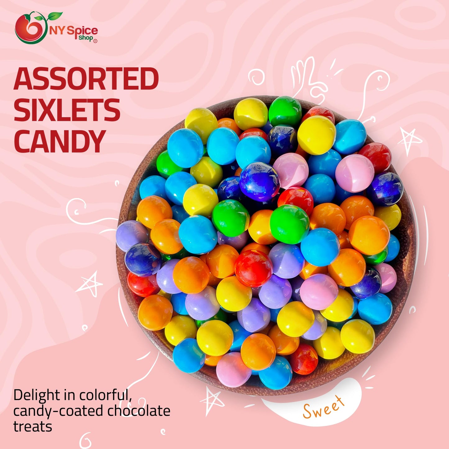 NY Spice Shop Assorted Sixlets Candy - 1 Pound Chocolate Candy Balls for Parties and Gifts