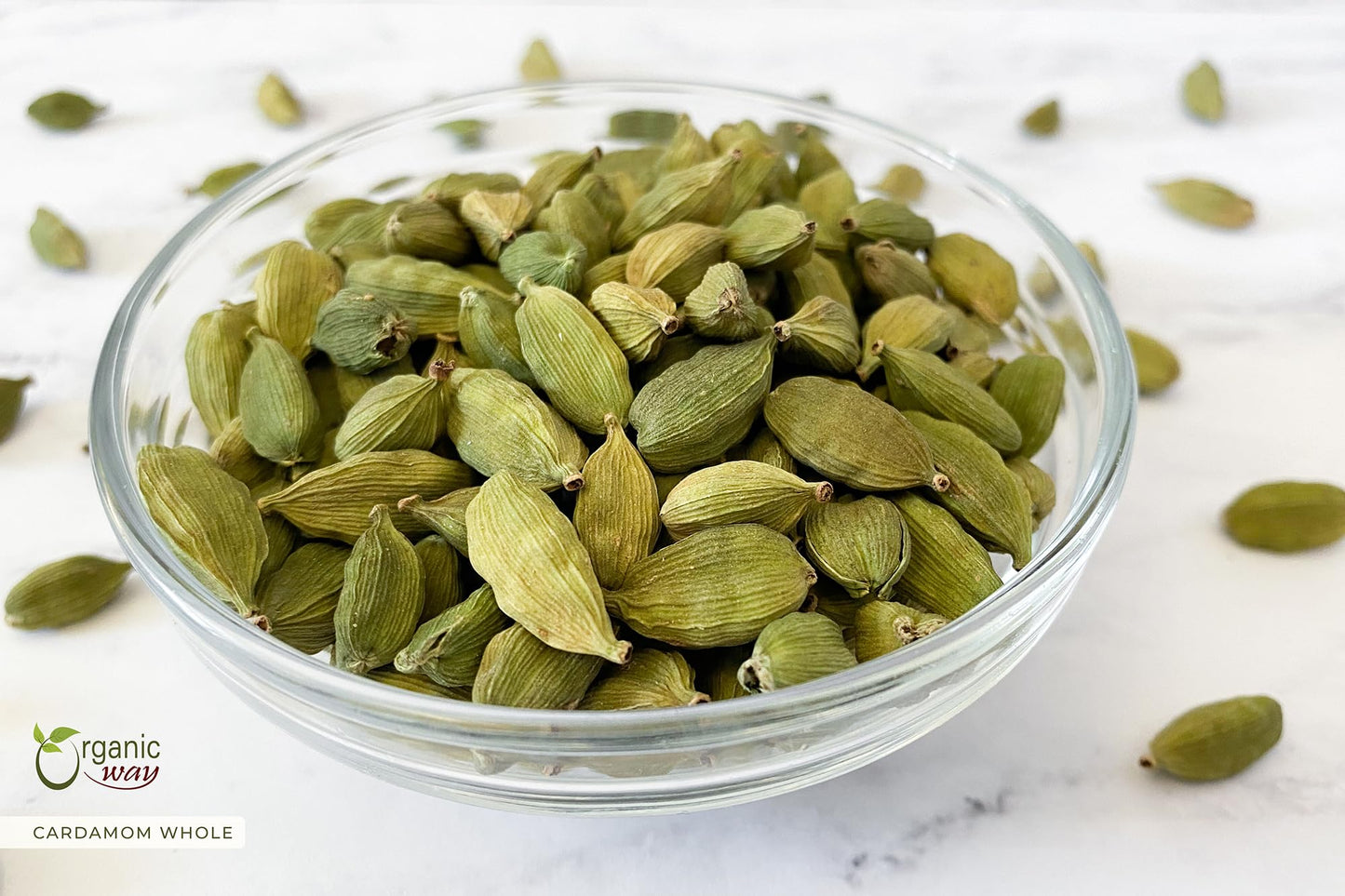 Organic Way Green Cardamom Whole Pods, Hari Elaichi (Elettaria Cardamomum) - Kosher & Usda Certified | Vegan, Non-Gmo & Gluten F