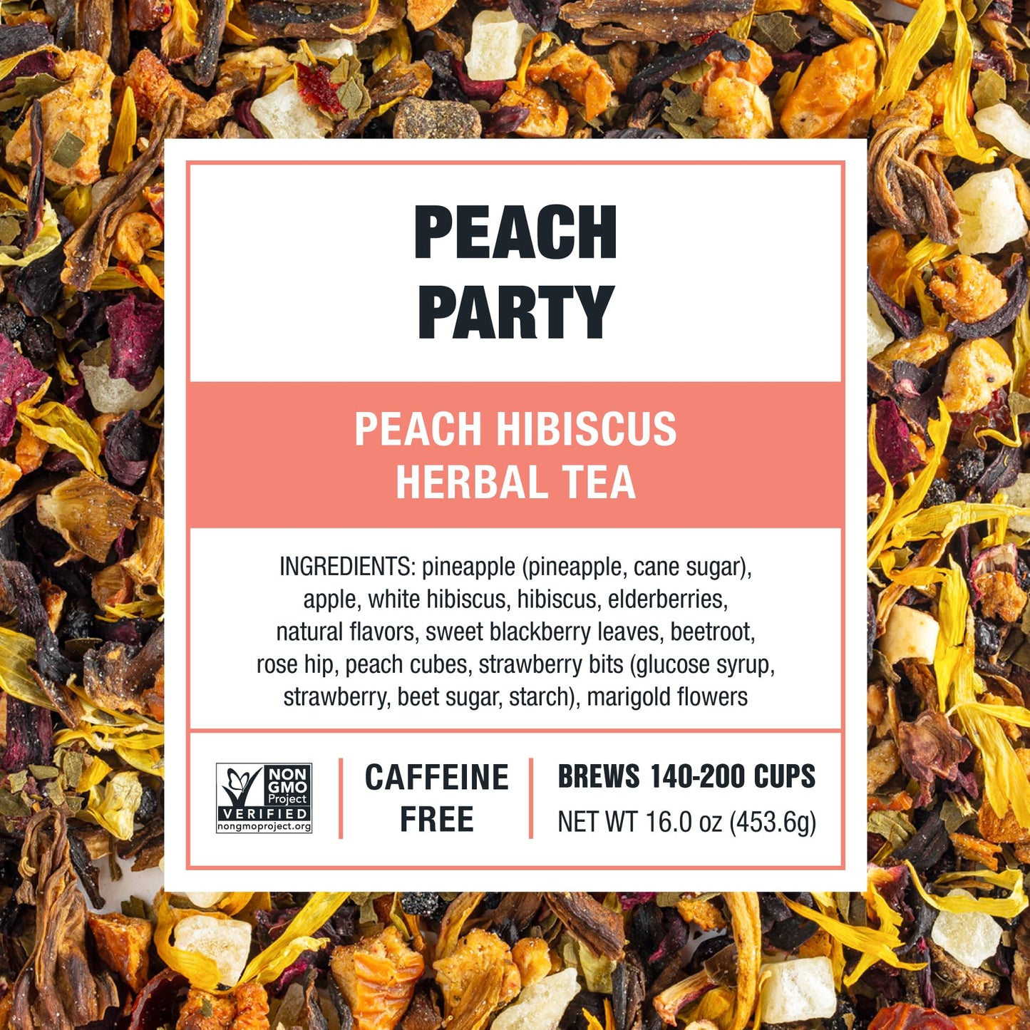 Tiesta Tea - Peach Party | Peach Hibiscus Herbal Tea | Premium Loose Leaf Tea Blend | Non-Caffeinated Fruit Tea | Make Hot Or Iced & Up To 25 Cups | Made W/Natural Ingredients - 2Oz Resealable Pouch