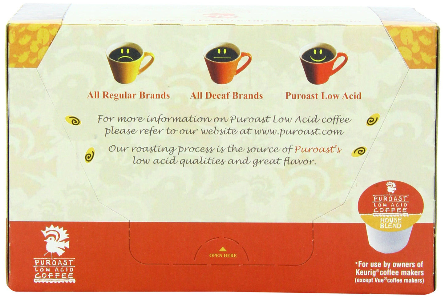 Puroast Coffee House Blend Single Serve Pods, Medium Roast, 12 Count, Compatible with Keurig Brewer, No Bitter Aftertaste, White