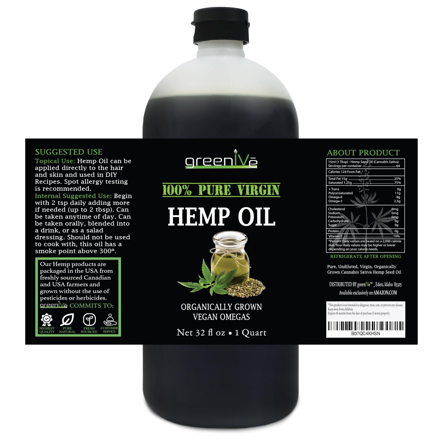 GreenIVe  100% Pure Cold Pressed Vegan Omegas 32 Fl Oz