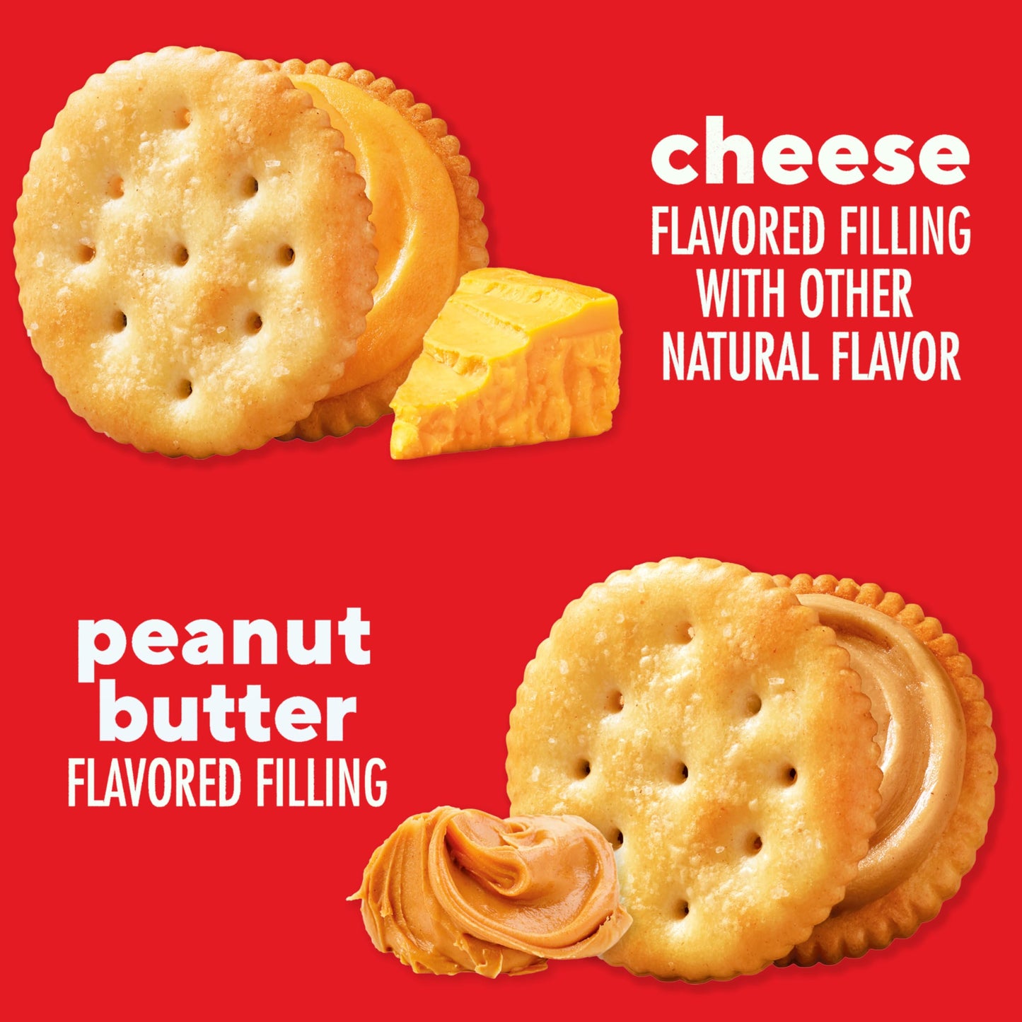 Ritz Peanut Butter Sandwich Cracker Snacks And Cheese Sandwich Crackers, Snack Crackers Variety Pack, 32 Snack Packs (6 Crackers