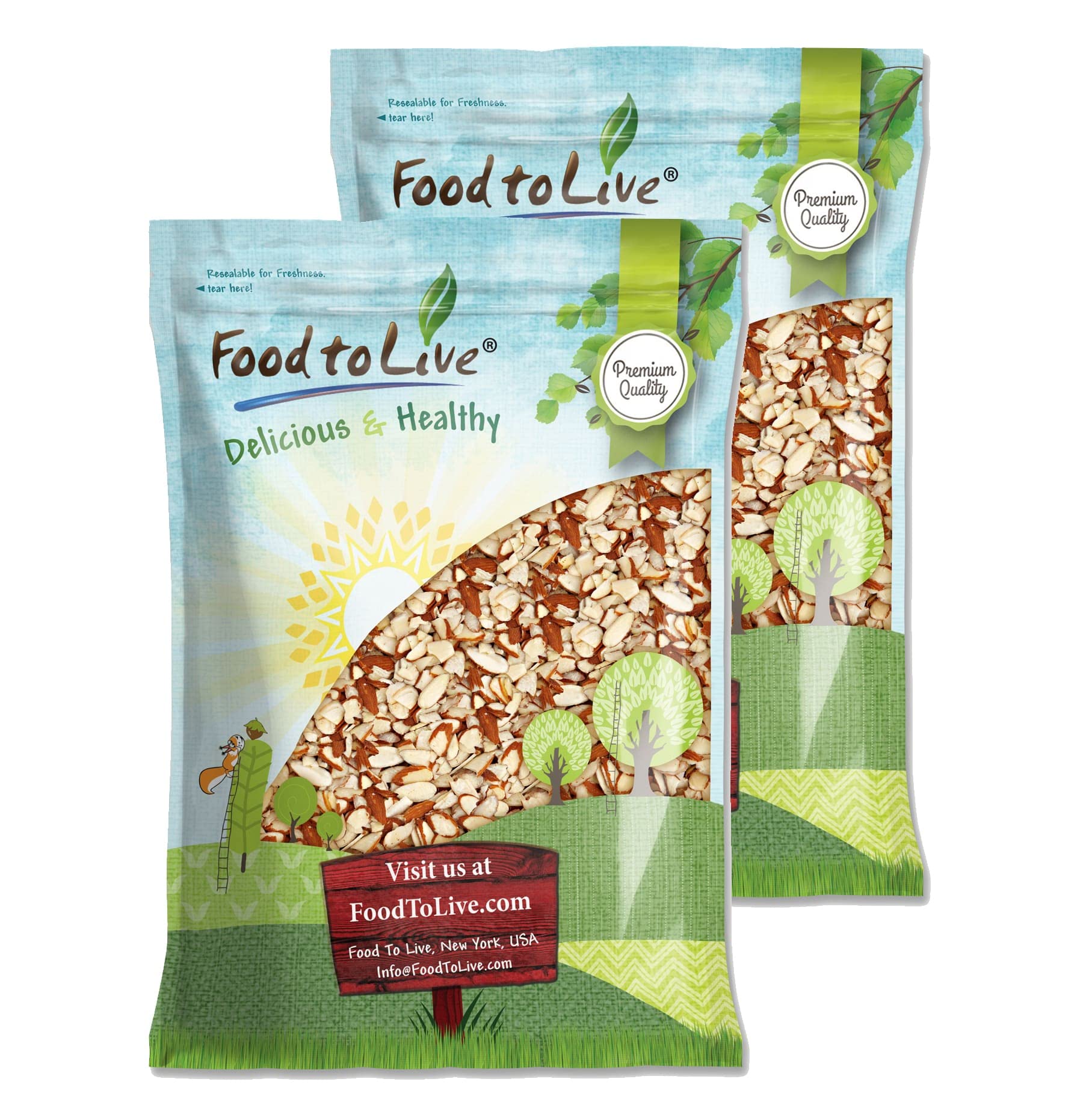 Food to Live California Natural Sliced Almonds, 12 Pounds - Raw Unblanched Almond Nuts, Kosher, Vegan, Keto, Bulk. High in Prote