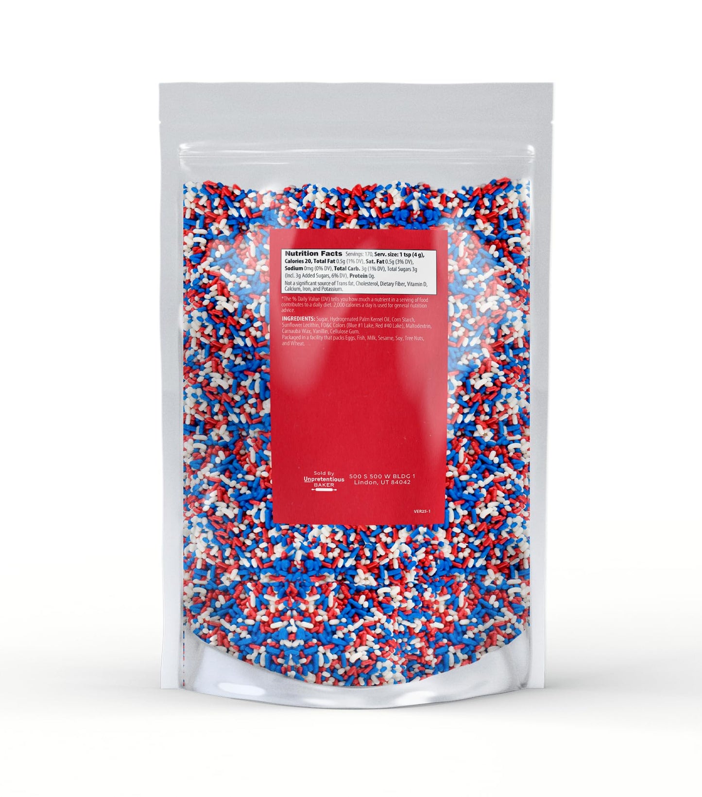 Unpretentious Red, White & Blue Sprinkles, 1.5 lb Decorative Dessert Topping, Patriotic Jimmies
