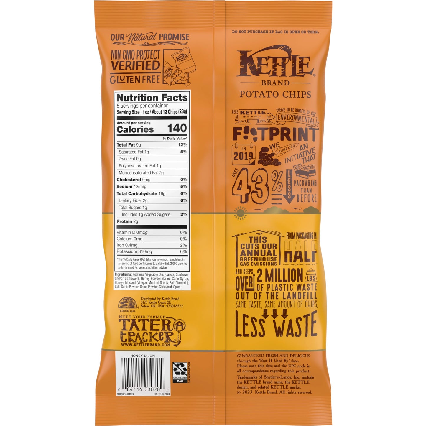 Kettle Brand Potato Chips, Honey Dijon Kettle Chips, 5 Oz