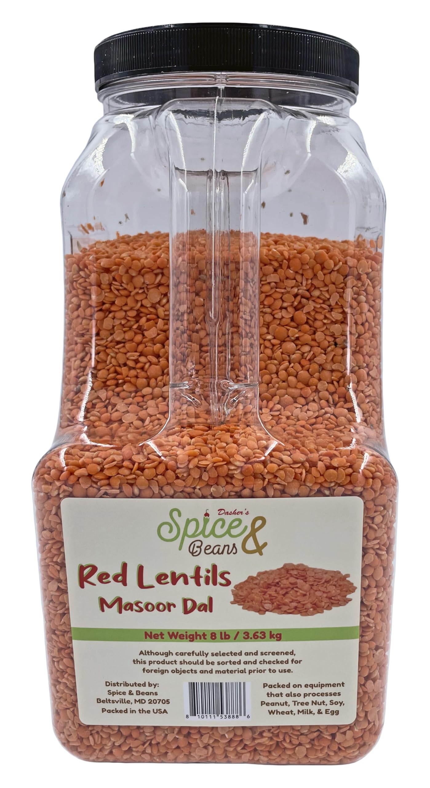 Dried Light Red Lentil beans by Dasher's Spice & Beans | Masoor Dal | 8 lbs.