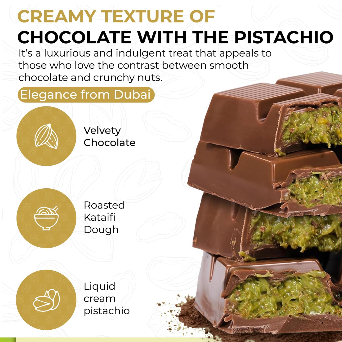 Chobella Chocolate Bar with Pistachio and Phyllo Dough, 7 oz Gift Box
