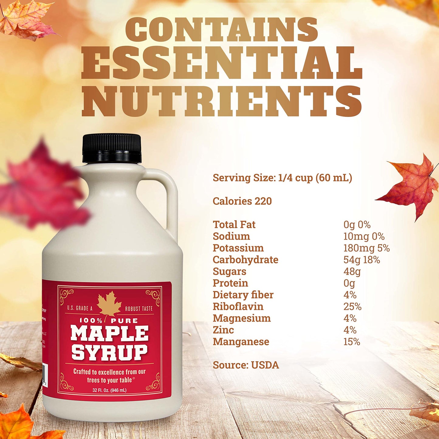 Lincoln County Reserve Grade B Maple Syrup, 100% Pure, Bold Flavor, 32 Oz Jug