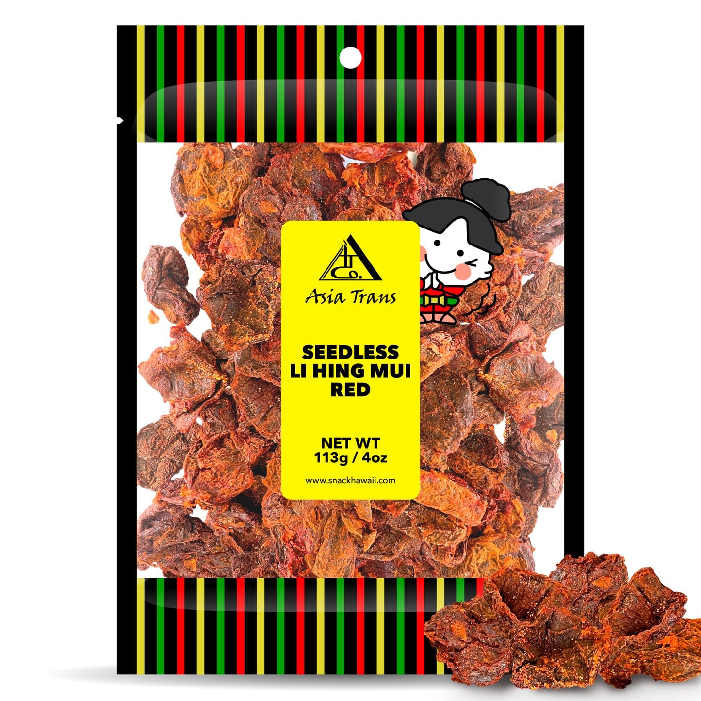 Asia Trans & Co. Dried Li Hing Mui Crack Seed Plums - Sweet, Sour & Salty - 3.98 Ounce Pack