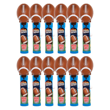 Pop Ups! Football Lollipop Holder - 12 Lollipops With Cases - Individually Wrapped Candy Party Favors - Football Candy - Bulk Se