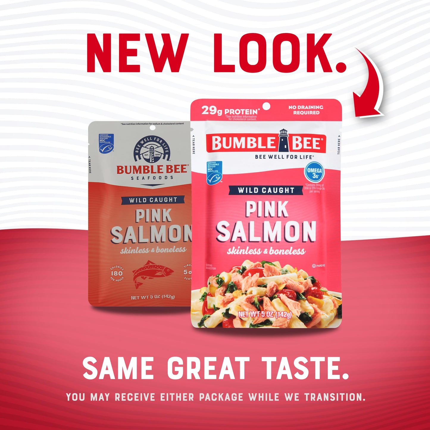 Bumble Bee Skinless & Boneless Pink Salmon, 5 oz Pouch (Pack of 12) - 29g Protein, Gluten Free, Kosher, MSC Certified